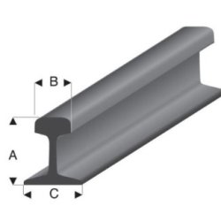 jernbaneskinne 1:87 1 m. sort ABS