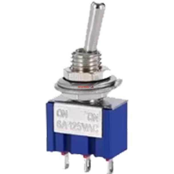  Vippekontakt 1pl on-off-(on) �6.5mm DP3T 5A/125Vac