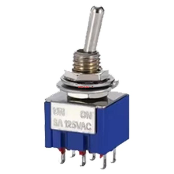Vippekontakt 2pl on-off-(on) �6.5mm DP3T 5A/125Vac