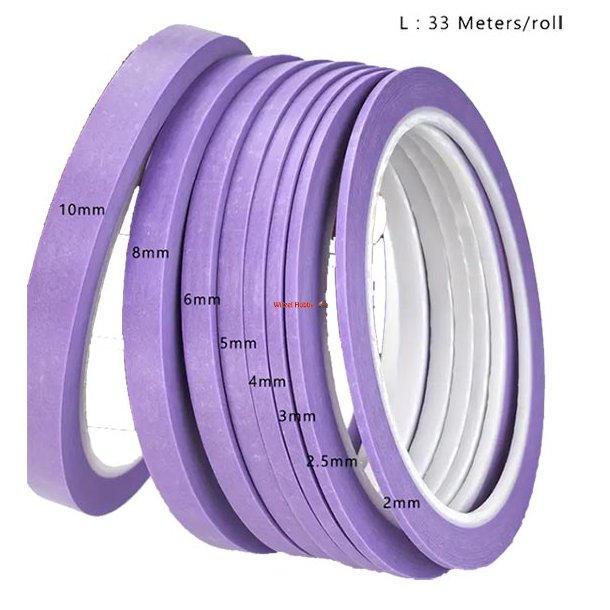 Masking Tape 8 ruller A 33 M. Brede 2-2,2-3-4-5-6-7og10 mm.