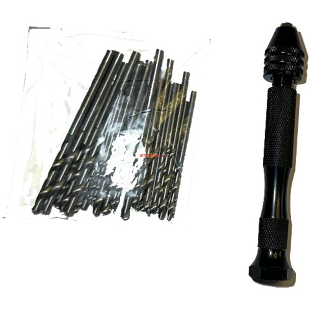 Metalbor 47 Stk. fra 0,3 mm. til 3,4 mm,  springer 0,1 mm. og h�ndborer med 3 k�ber 