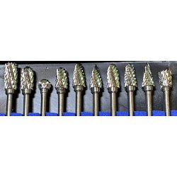 Fraser/slibere til metal og tr� 10 Stk. dobbeltsk�rne wolframkarbid skaft 3 mm.