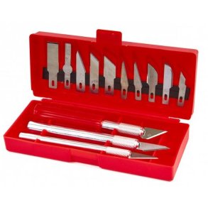 Knivst med 3 knive og 13 knivblade