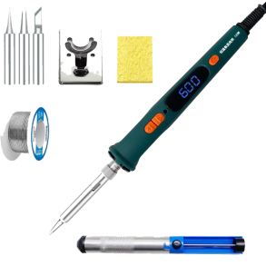 Loddekolbe med termostat 220 V. 120 W. med 5 extra spidser.