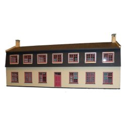 Byhus i 2 etager med 4 forretninger.