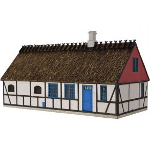 Landarbejderhus med stald hvid/sort 1:87