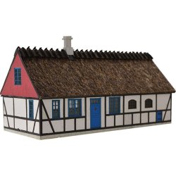 Landarbejderhus med stald hvid/sort 1:87