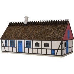 Landarbejderhus med stald hvid/sort 1:87